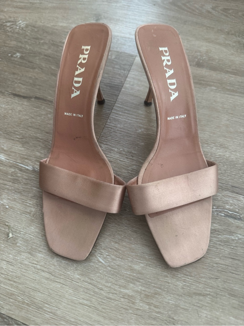 Vintage PRADA Women’s bronze Gold Open-Toe Slide Heels